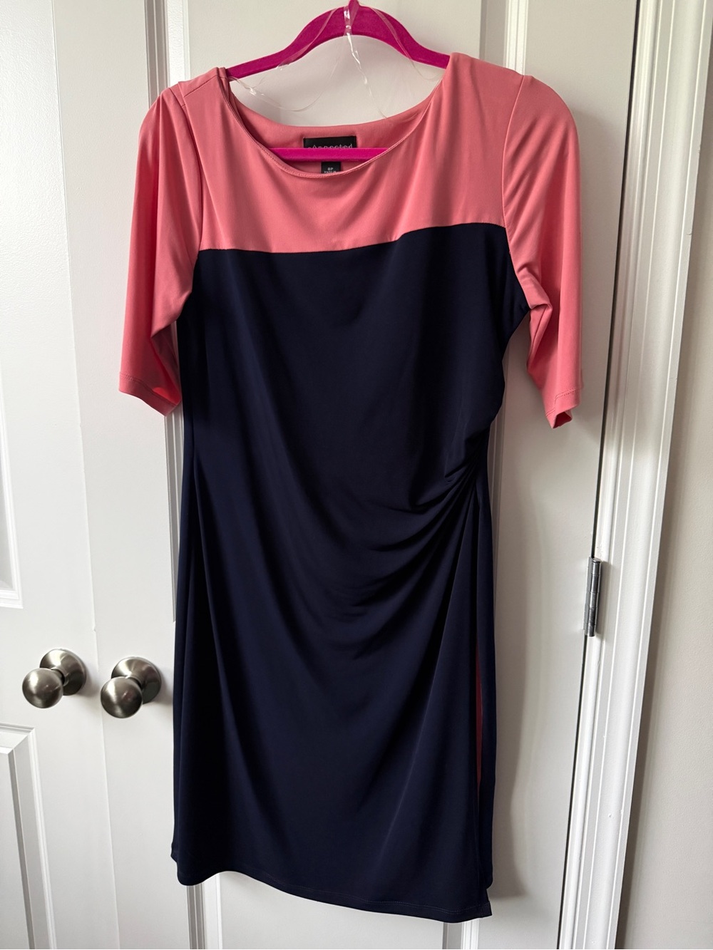 OP Two-Tone Pink and Navy Midi Sheath Dress